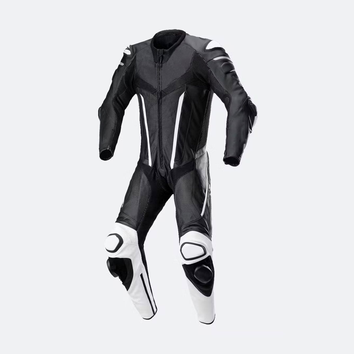 StealthPro Black & White Leather Biker Suit-0